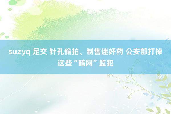 suzyq 足交 针孔偷拍、制售迷奸药 公安部打掉这些“暗网”监犯