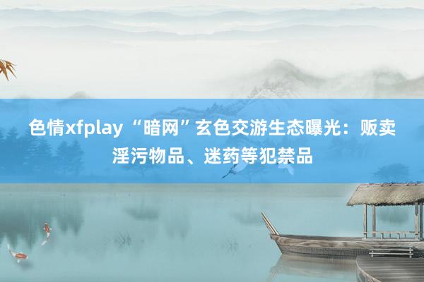 色情xfplay “暗网”玄色交游生态曝光：贩卖淫污物品、迷药等犯禁品